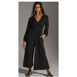 Anthropologie Hutch Black Jersey Wide Leg Jumpsuit size XS